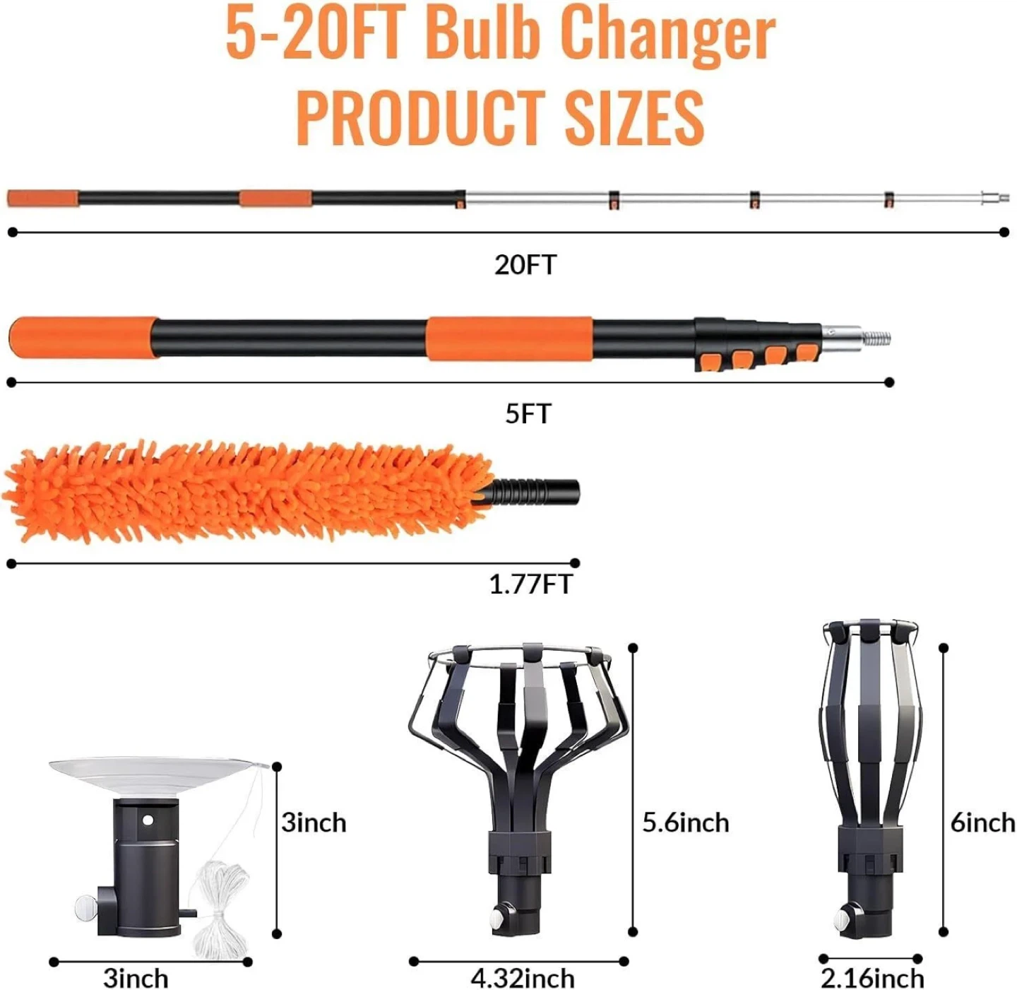 5-20FT Telescopic Bulb Changer Pole with Accessories - photo 2