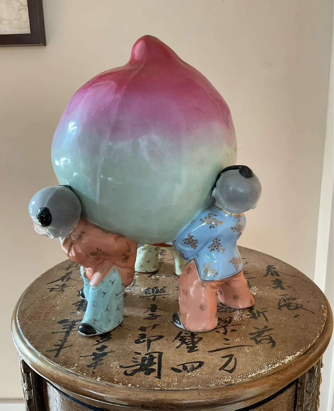 Vintage Chinese Shou Tao Porcelain Longevity Peach Figurine - photo 3