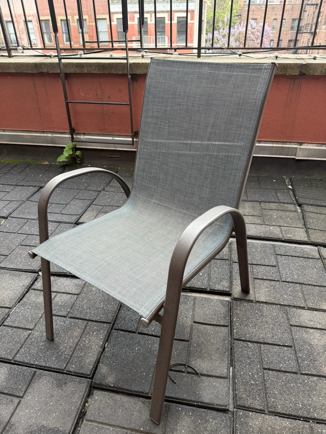 Gray Outdoor Patio Sling Chairs (Set of 4) - photo 3