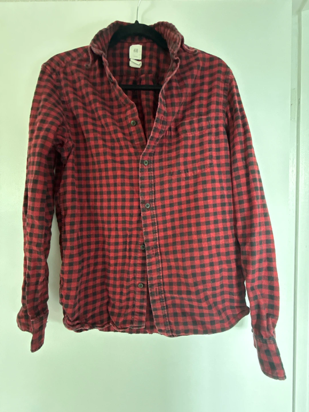 H&M Men's Plaid Flannel Shirt - Red/Black