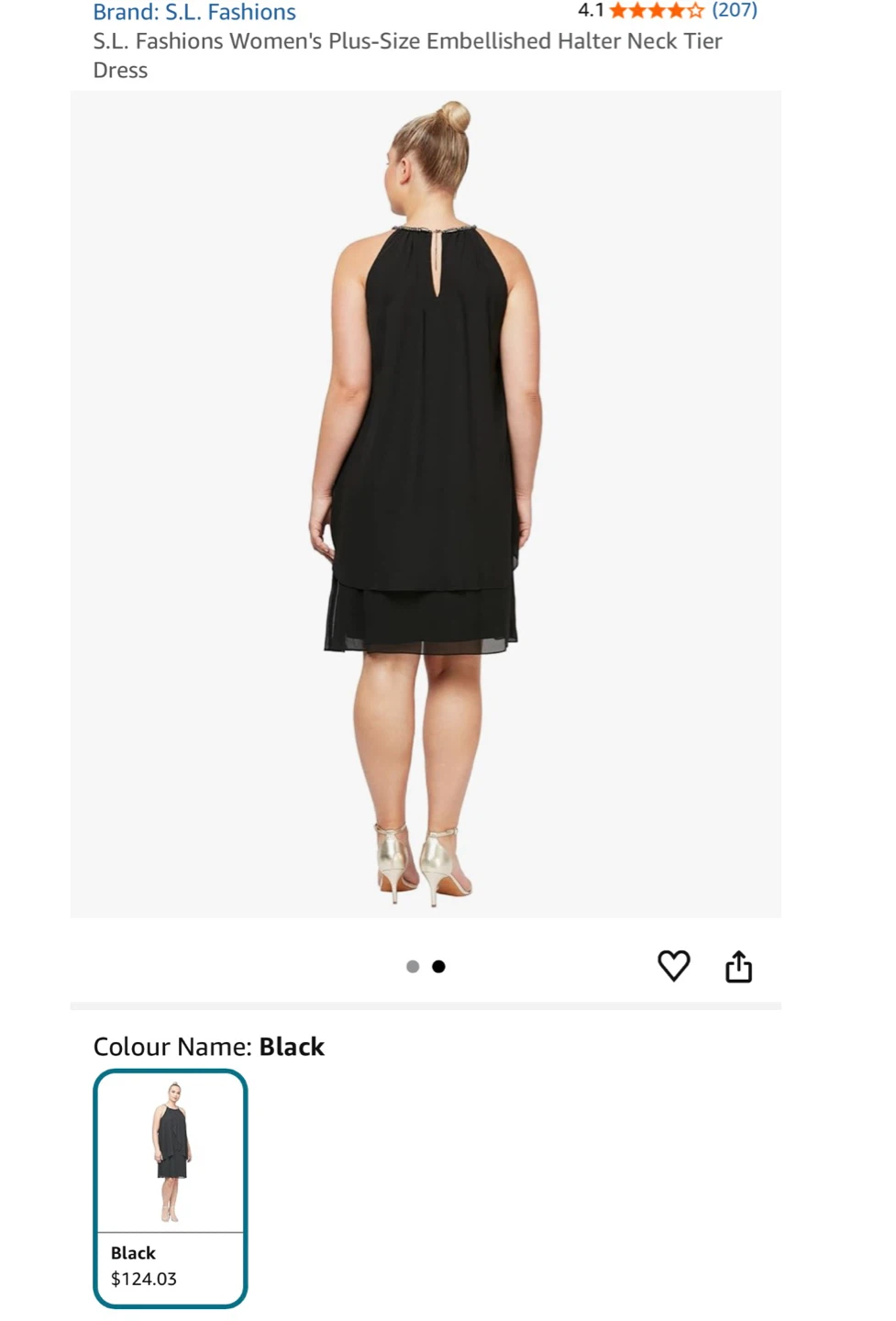 S.L. Fashions Embellished Halter Neck Black Dress Size 16 - photo 2