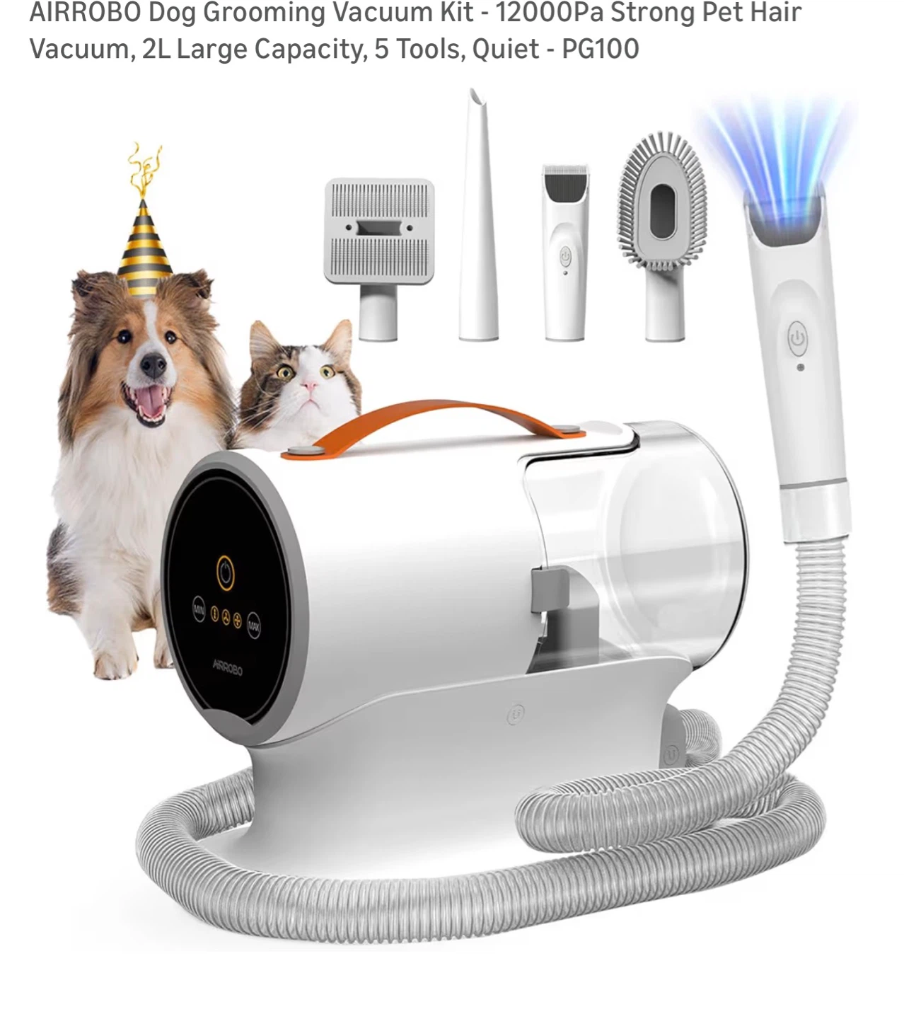 AIRROBO Dog Grooming Vacuum Kit PG100 - 12000Pa
