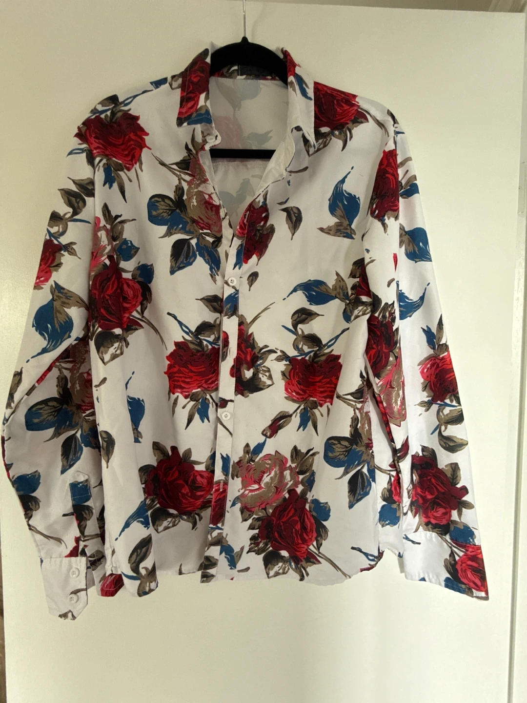 White Floral Button-Up Shirt