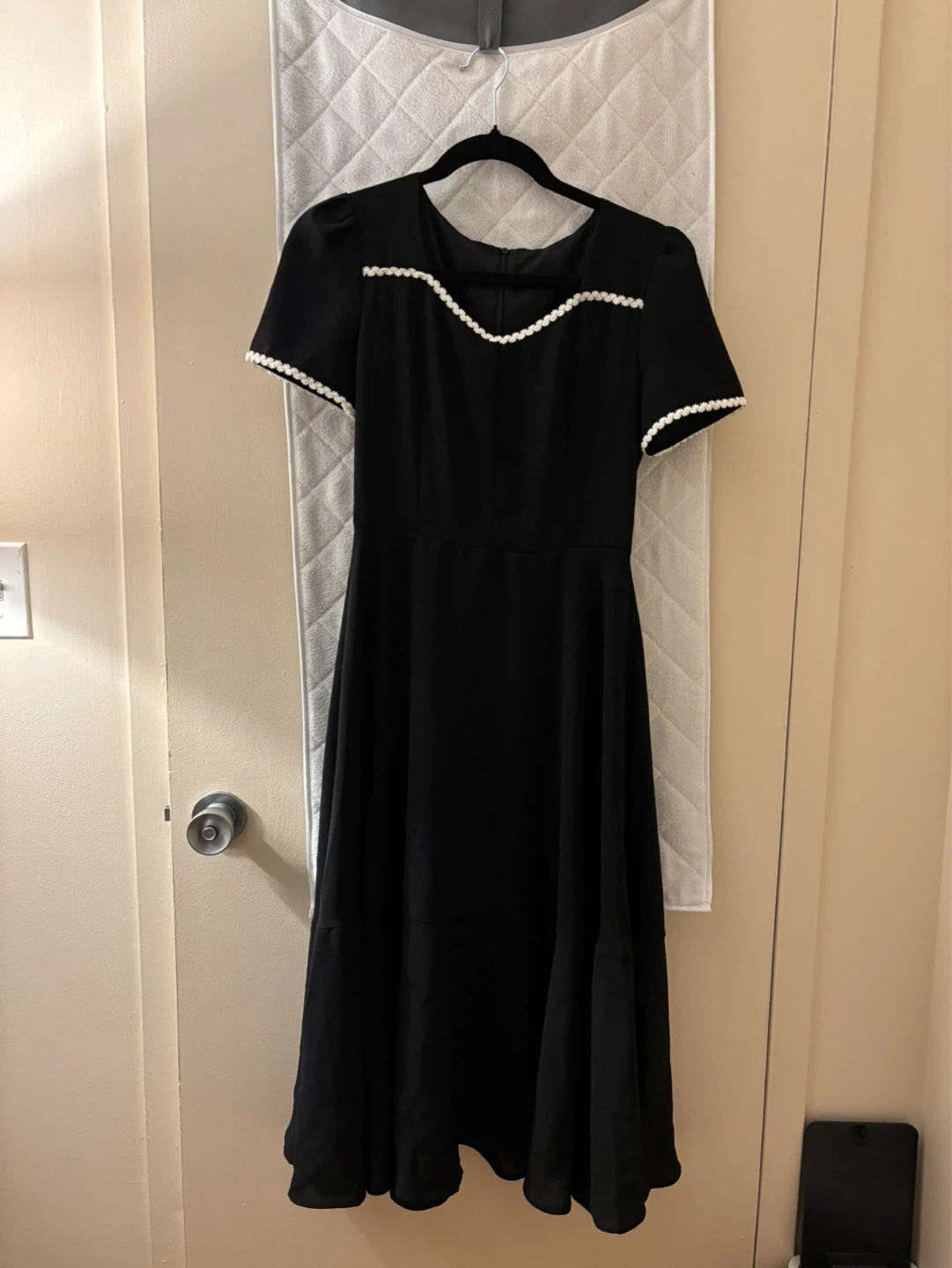 Summer Black Dress with White Trim