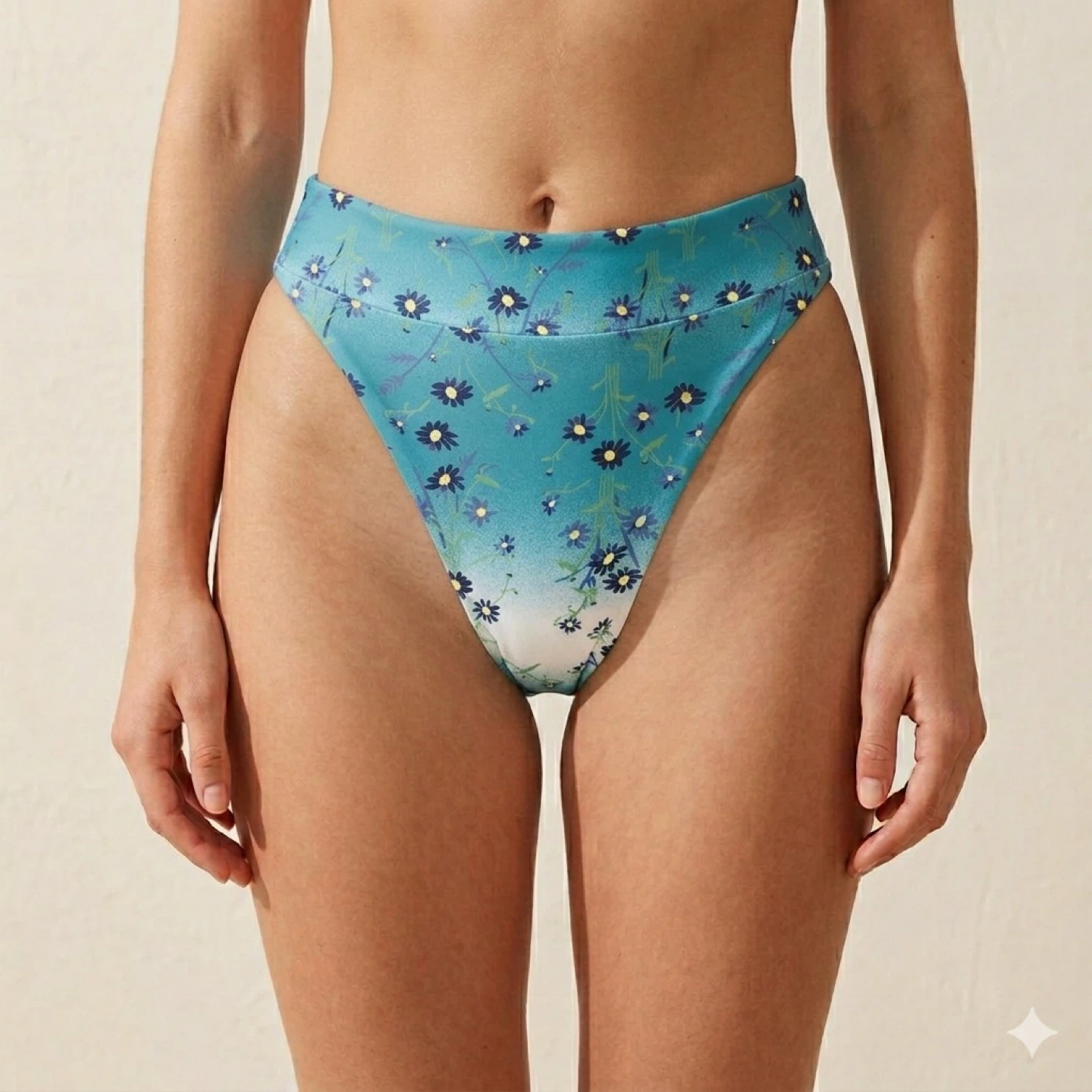 Aerie Floral High Cut Cheeky High Waisted Bikini Bottoms Sz M