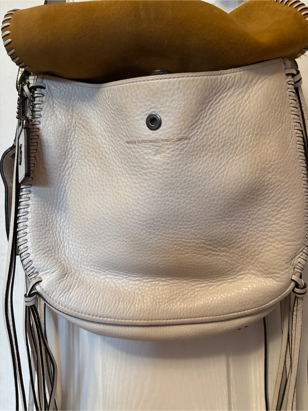 BOHO White Leather COACH Shoulder BAG - photo 2