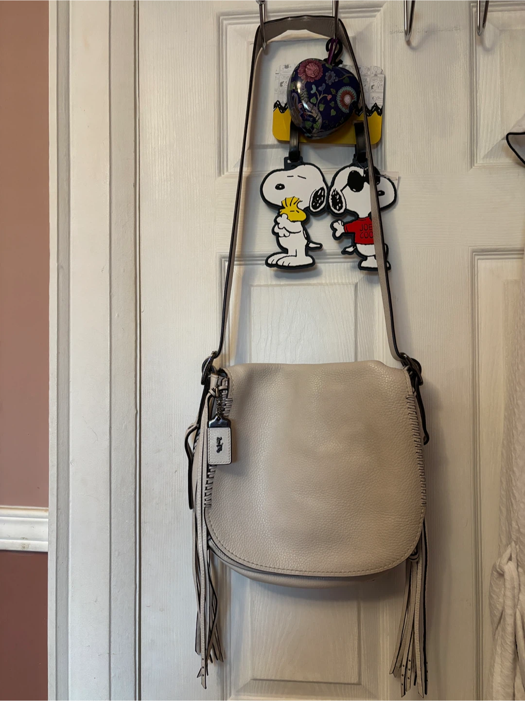 BOHO White Leather COACH Shoulder BAG