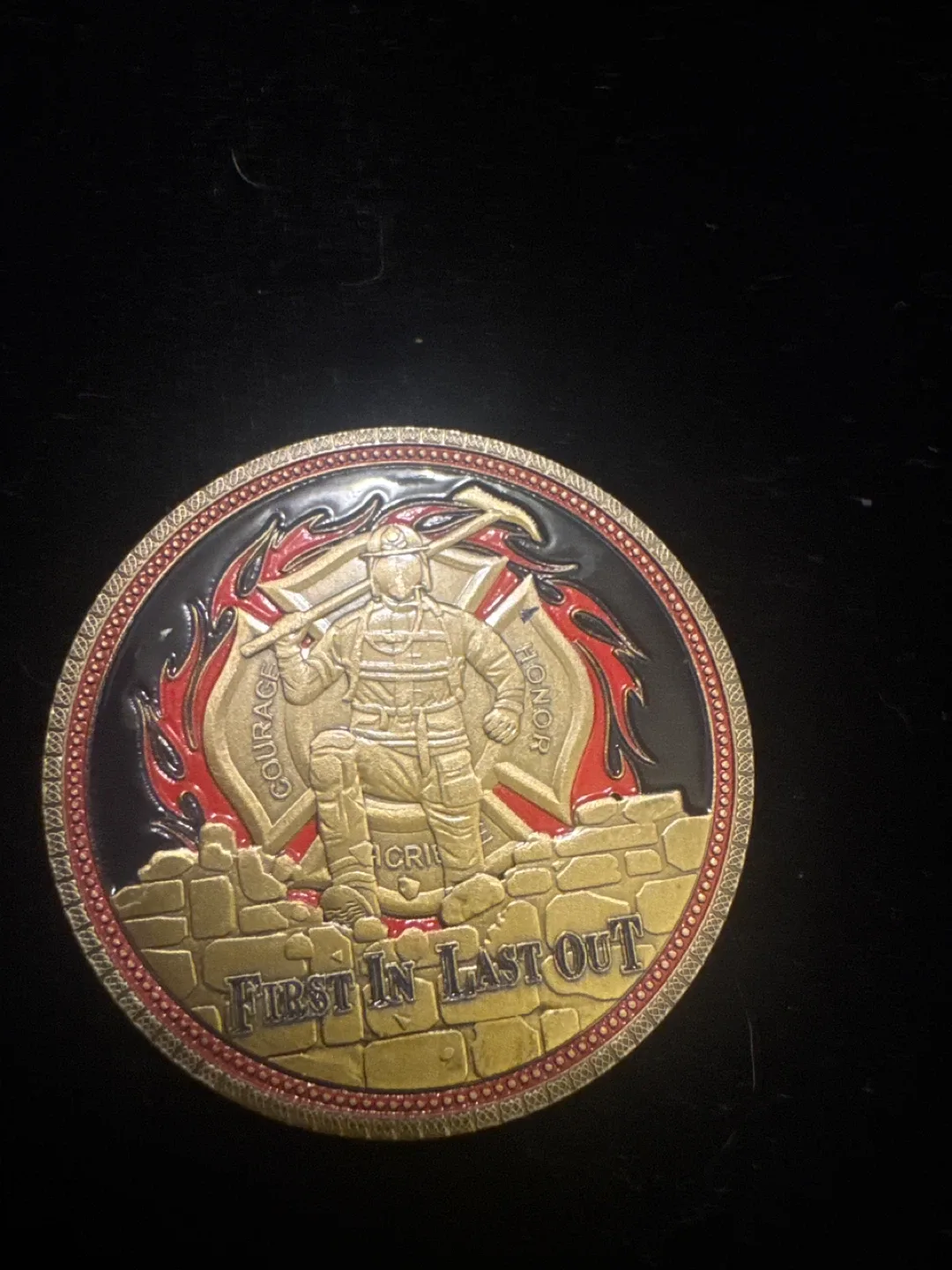 Firefighter Challenge Coin - "First In Last Out" - photo 2