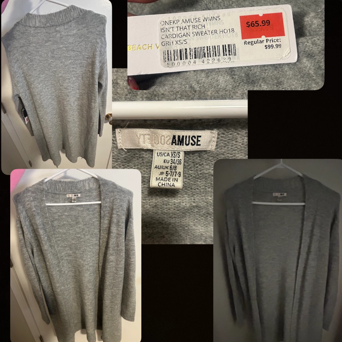 Amuse Women's Isn't That Rich Cardigan Sweater XS/S