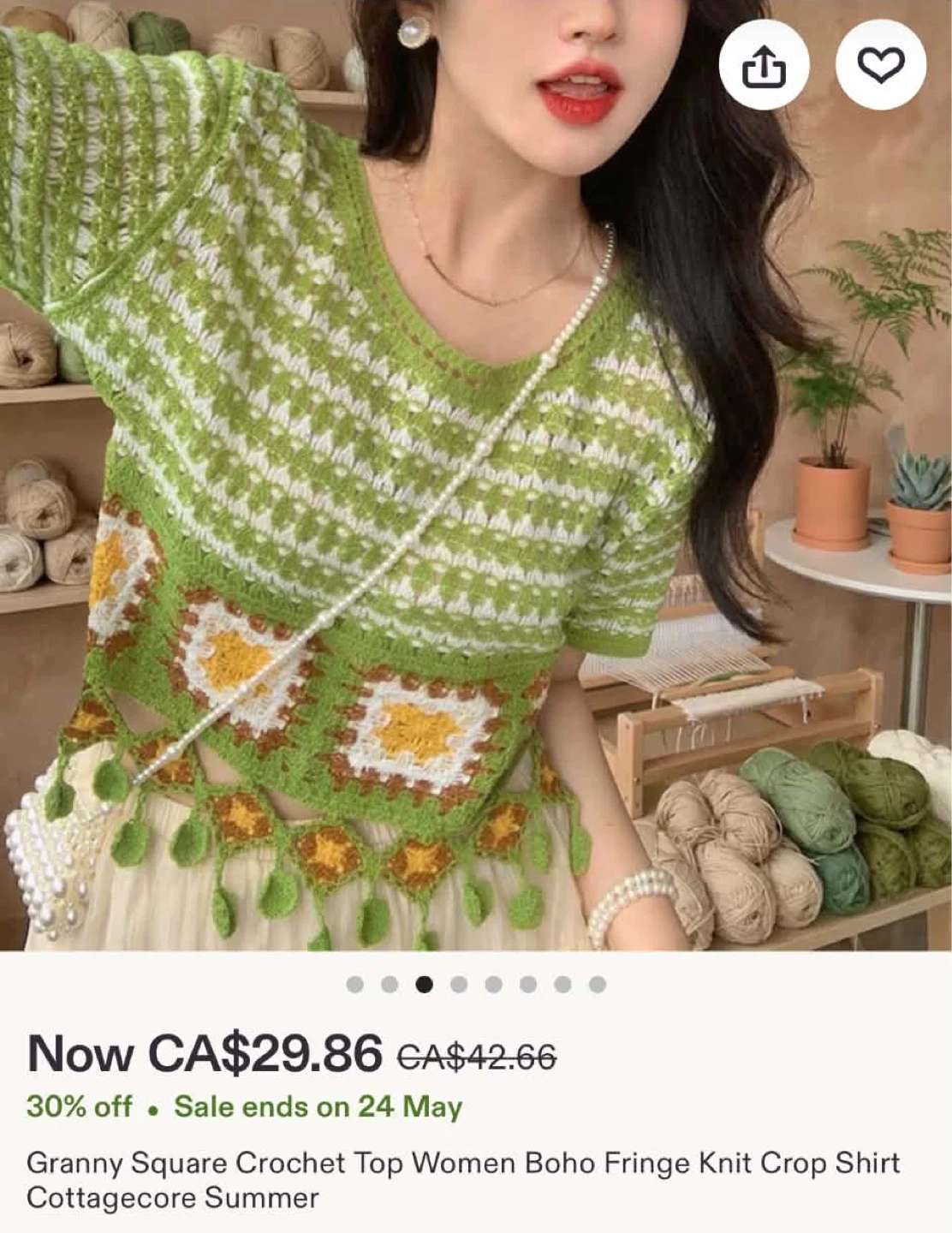 Crocheted Granny Square Crop Top - photo 3