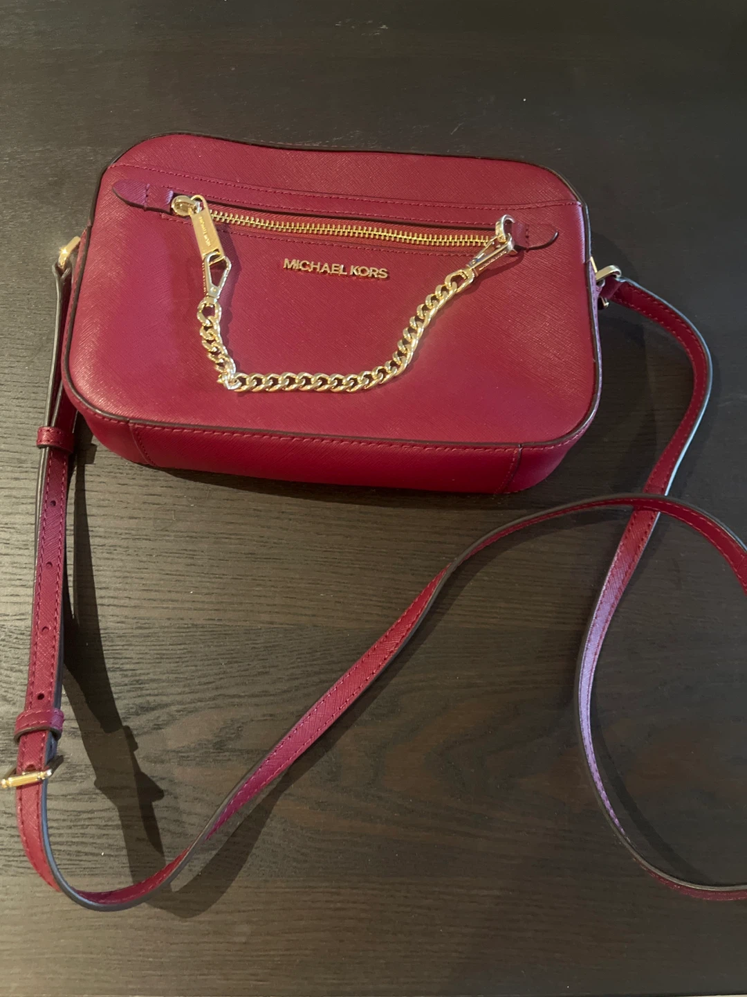 Michael Kors Burgundy Leather Crossbody Bag