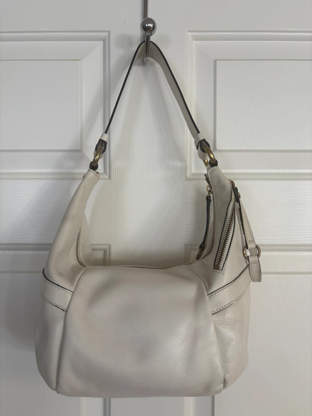 White Danier Genuine Leather Hobo Bag