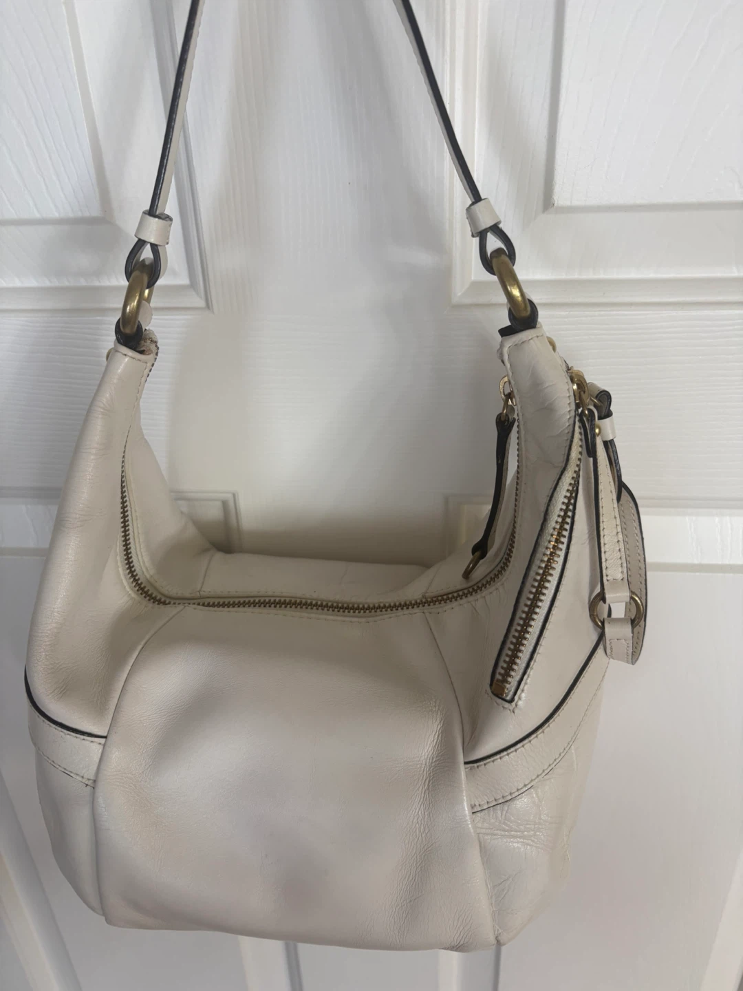 White Danier Genuine Leather Hobo Bag - photo 4
