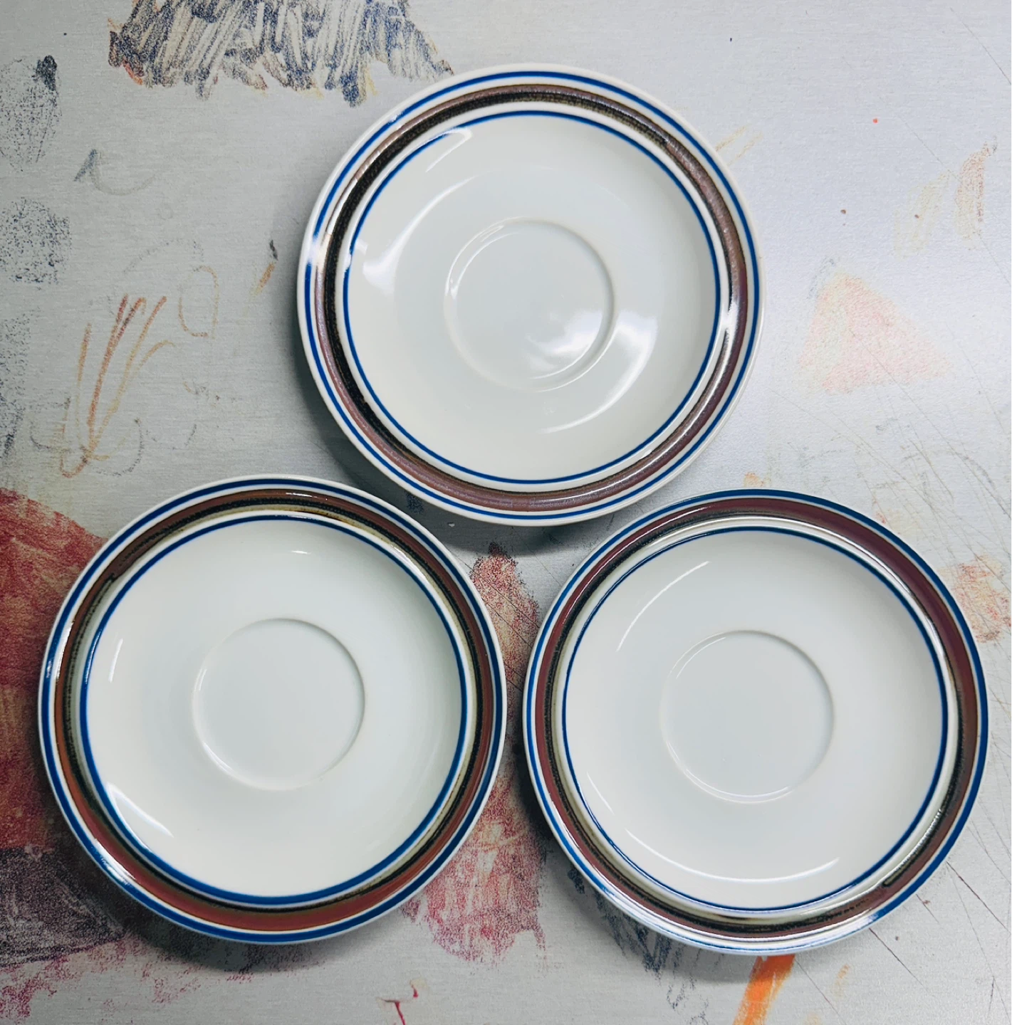3 Vintage Salem Stoneware Dinner Plate Georgetown Eagle Pattern - photo 2