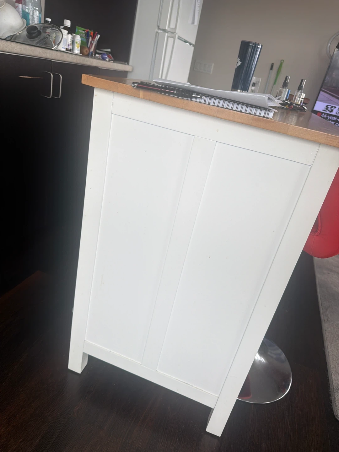 White Kitchen Island with Wood Top - photo 3