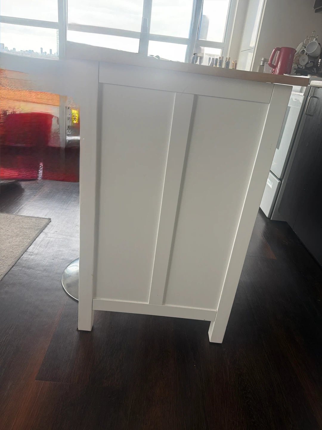 White Kitchen Island with Wood Top - photo 4