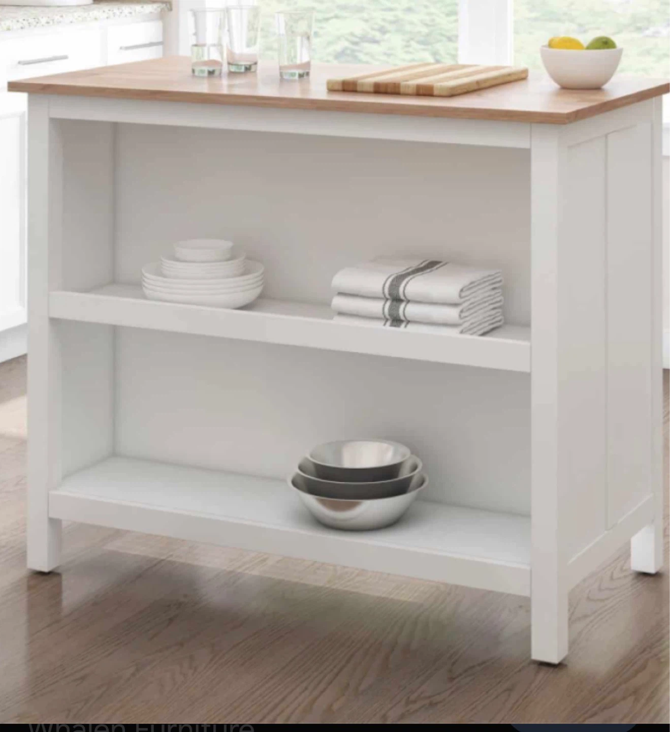 White Kitchen Island with Wood Top - photo 5