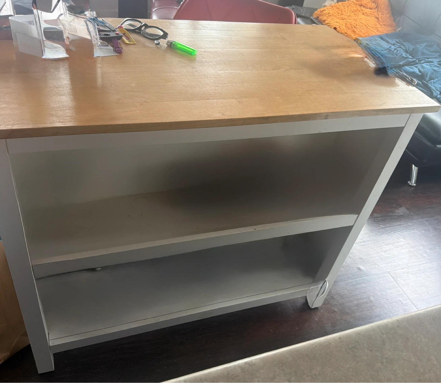 White Kitchen Island with Wood Top