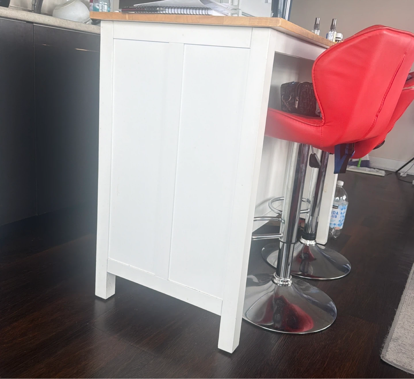 White Kitchen Island with Wood Top - photo 2