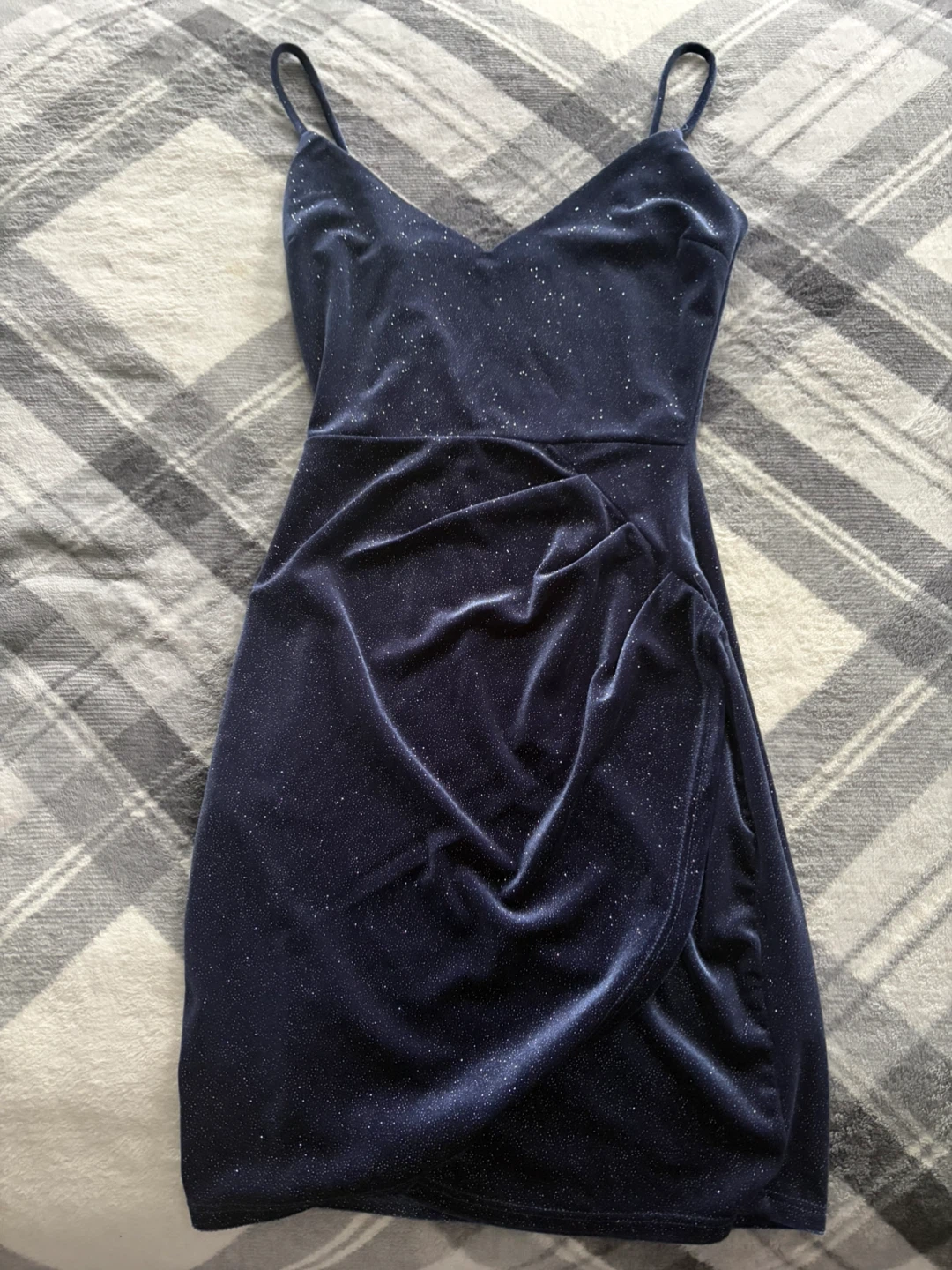 Sparkly Navy Blue Velvet Dress