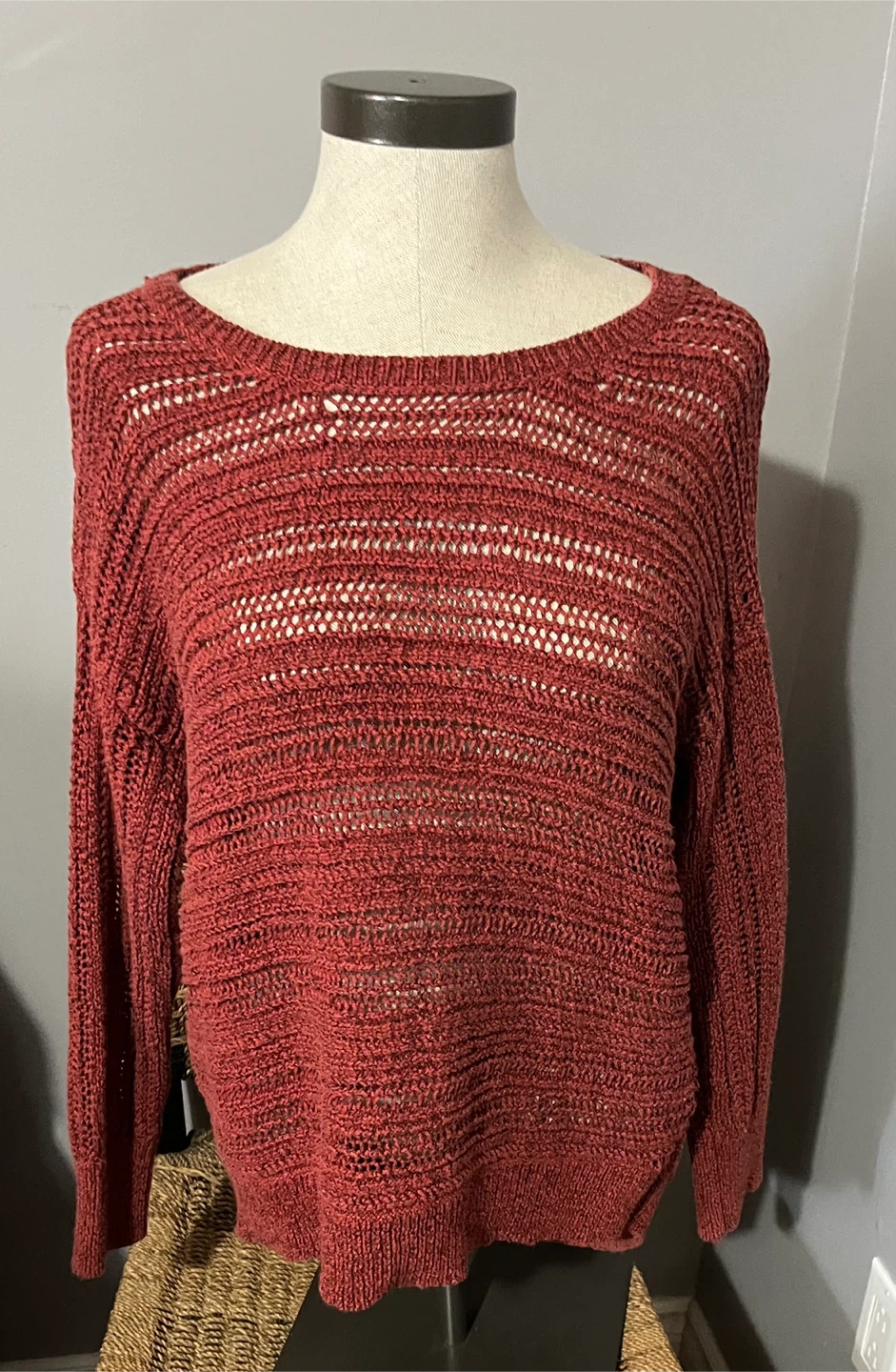 Large Women's Red Knit Sweater - photo 4