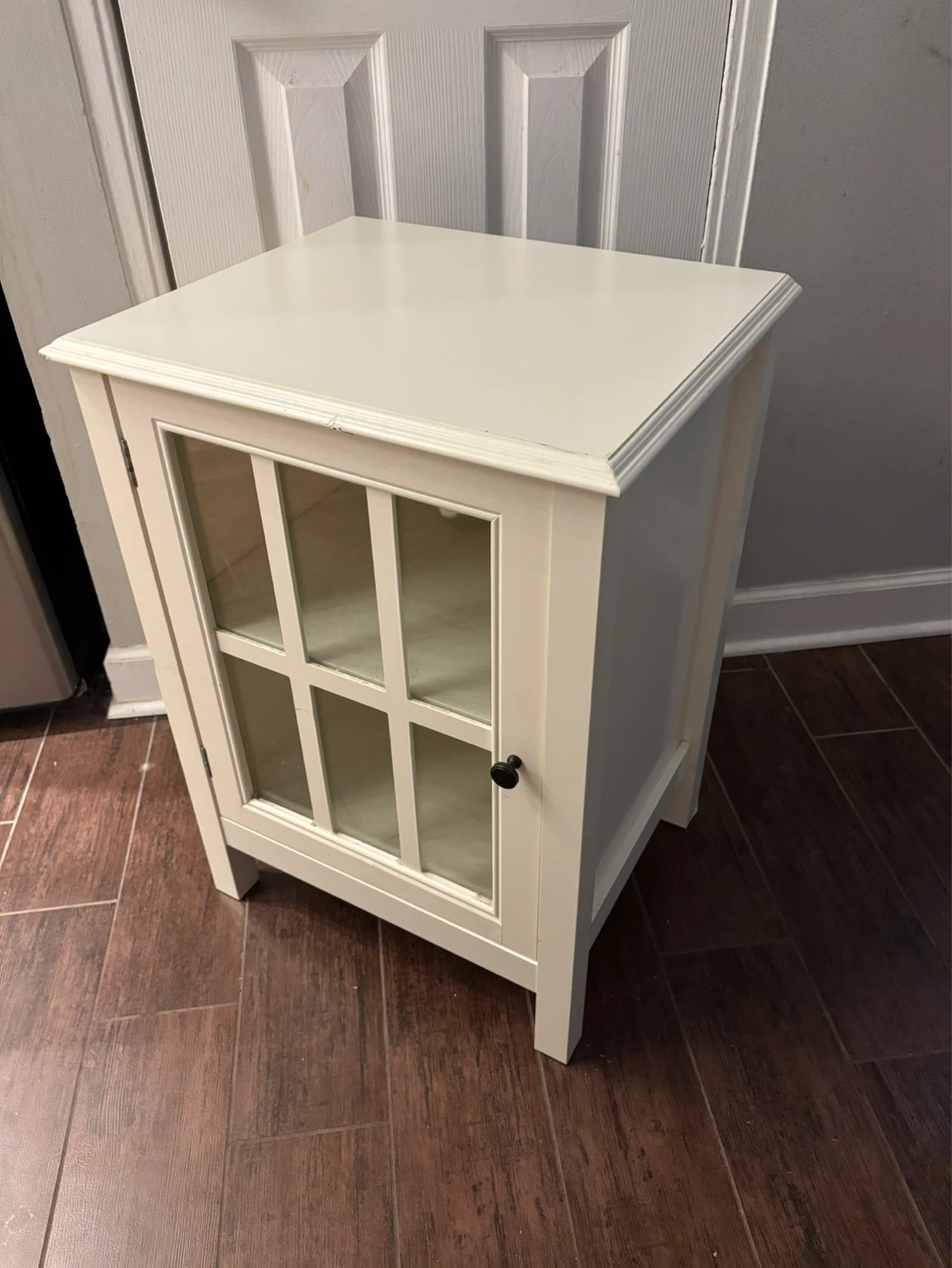 Cream White Accent Cabinet with Glass Door
