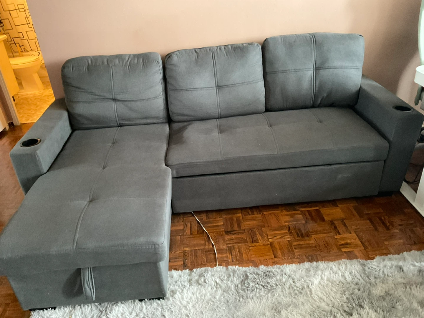 3 Seater Sectional Sofa with Pull Out Bed and Storage - photo 2