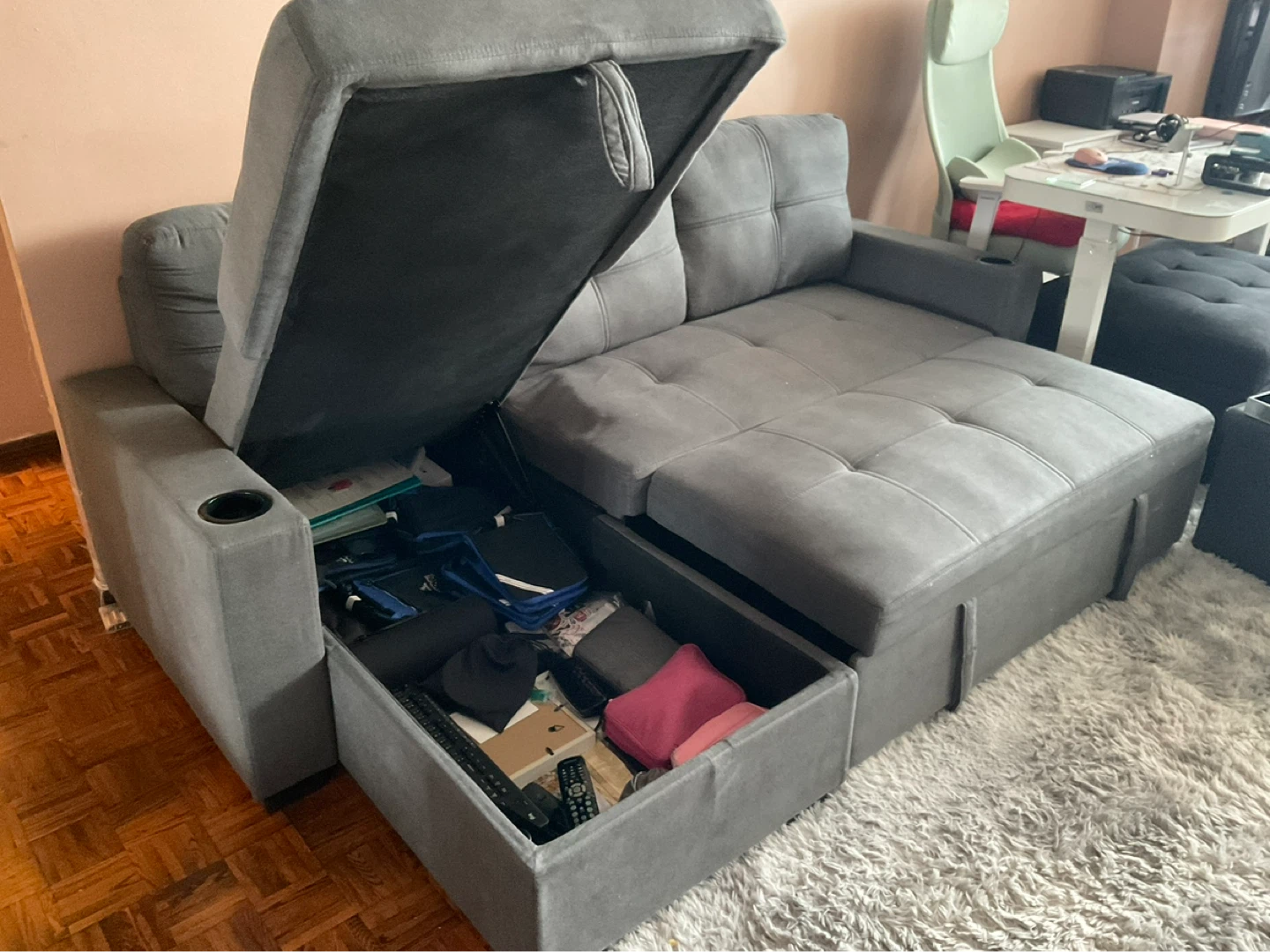 3 Seater Sectional Sofa with Pull Out Bed and Storage - photo 4