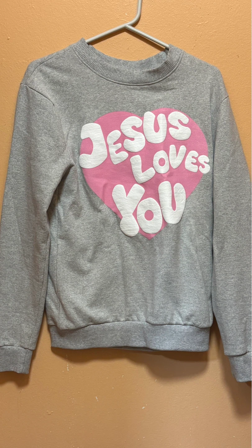 ON FIRE "Jesus Loves You" Graphic Sweatshirt Size S