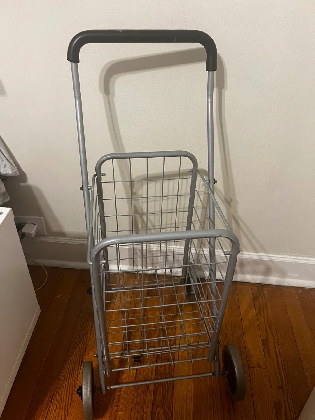 Gray Metal Rolling Shopping Cart - photo 3