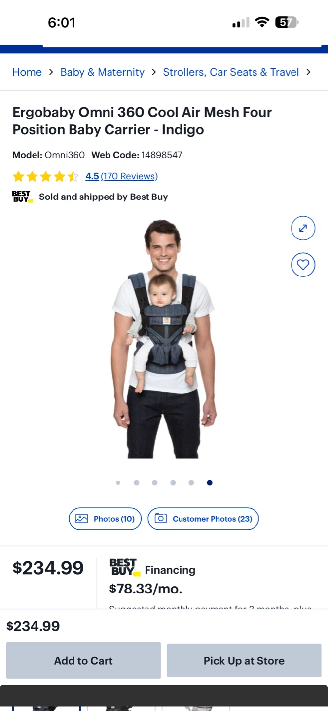Ergobaby Omni 360 Cool Air Mesh Baby Carrier - Indigo - photo 2