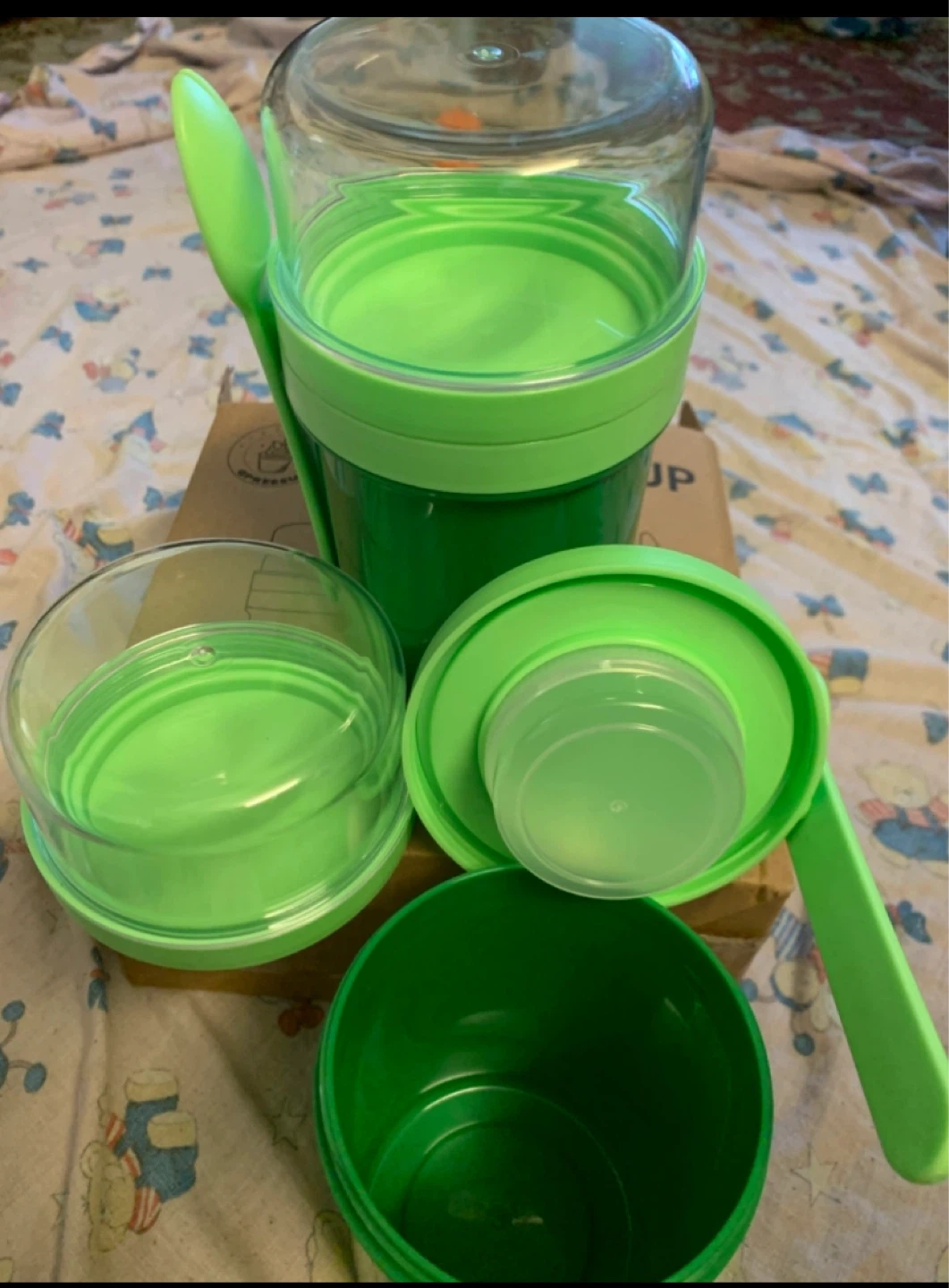 Yogurt Cup Set 800ml + 900ml Green with Spoon