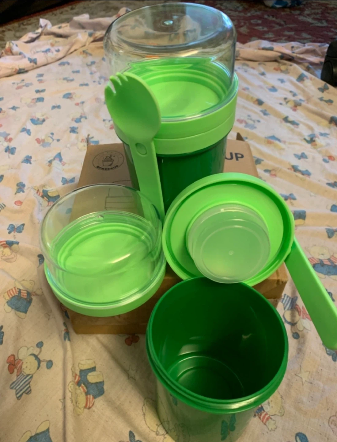 Yogurt Cup Set 800ml + 900ml Green with Spoon - photo 3