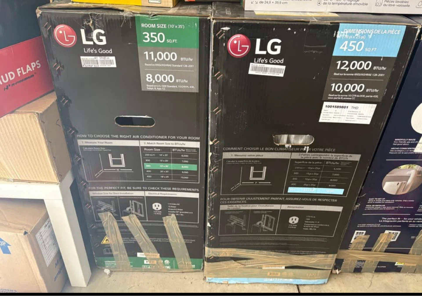 LG Window Air Conditioners (2 boxes, 11,000 & 12,000 BTU)