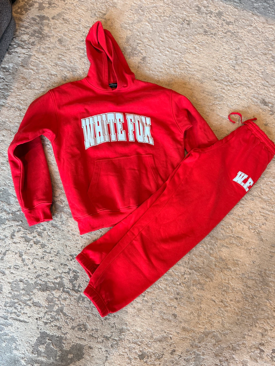 White Fox Red Hoodie and Sweatpants Set