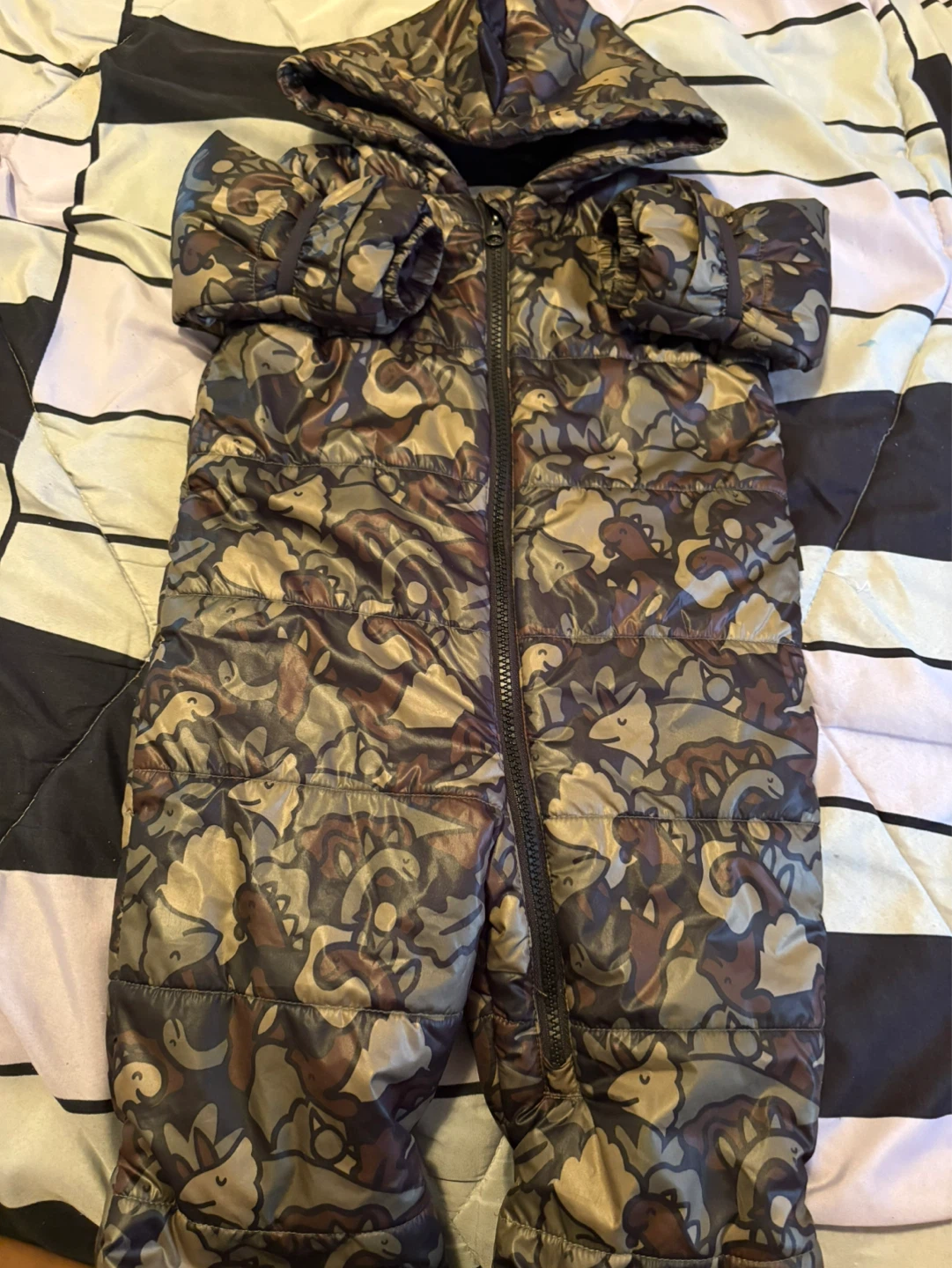 Kids Dinosaur Print Puffer Jacket