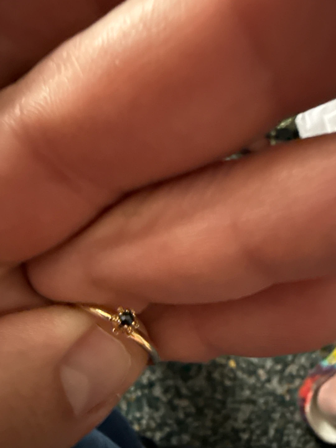 Gold-tone ring with dark stone - photo 2