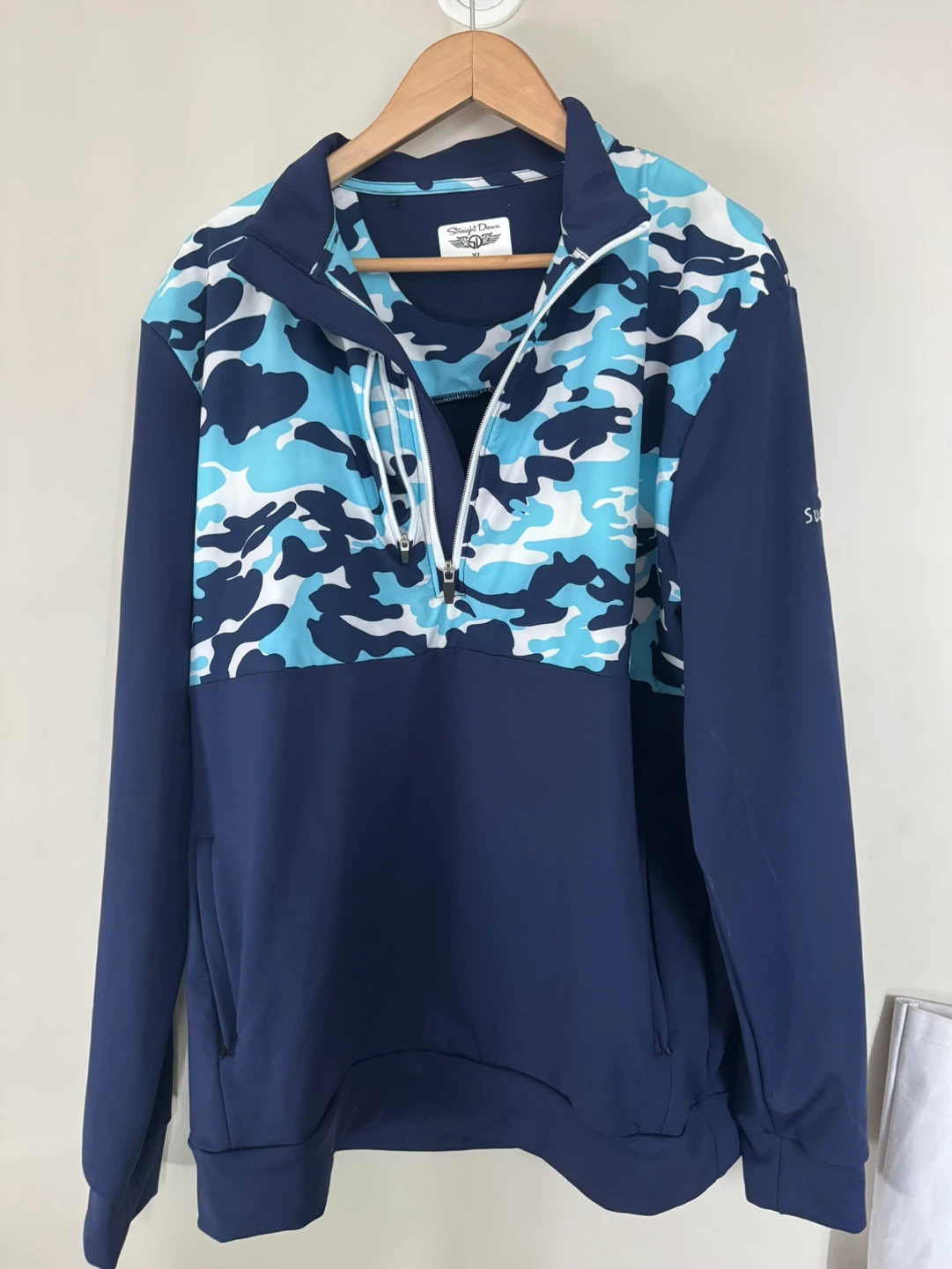 Straight Down 1/4 Zip Pullover Men's Medium Blue Camo
