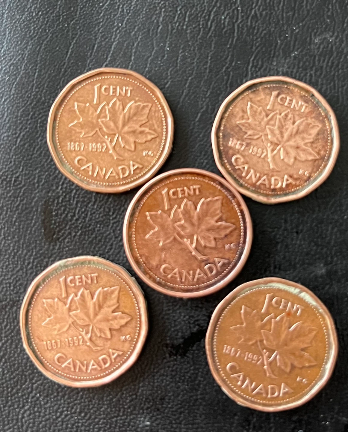 150 celebration Lot of 5 Canadian 1 Cent Coins (1867-1992)