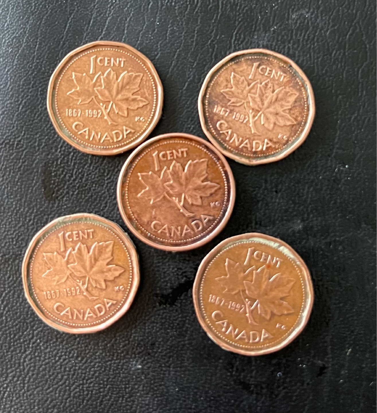 150 celebration Lot of 5 Canadian 1 Cent Coins (1867-1992) - photo 3