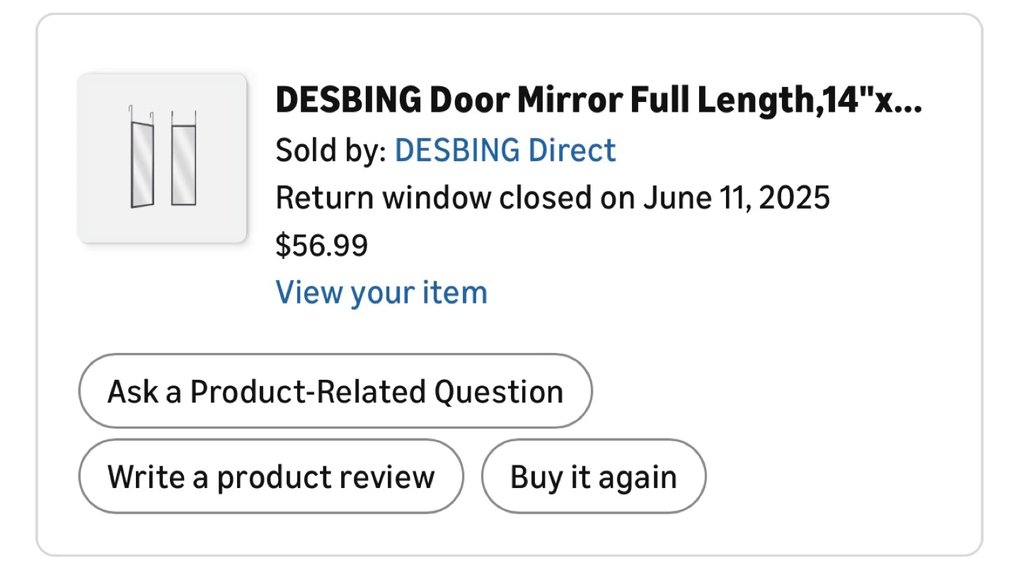 DESBING Door Mirror Full Length Black - photo 3