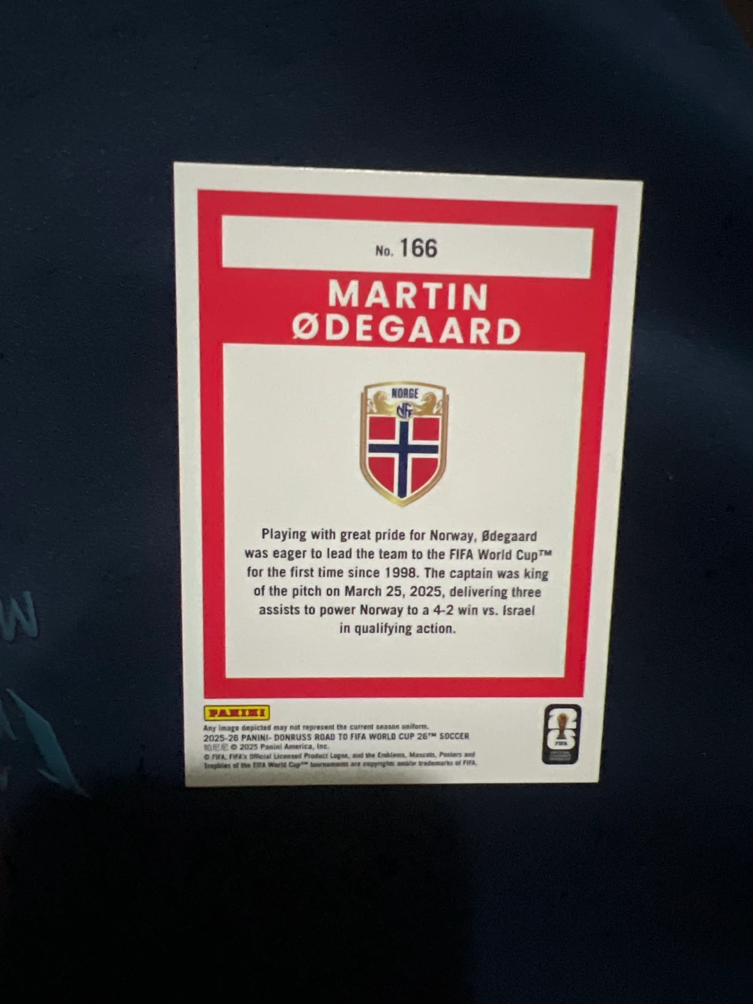 Martin Ødegaard 2025 Panini Donruss Road to FIFA World Cup Card - photo 2