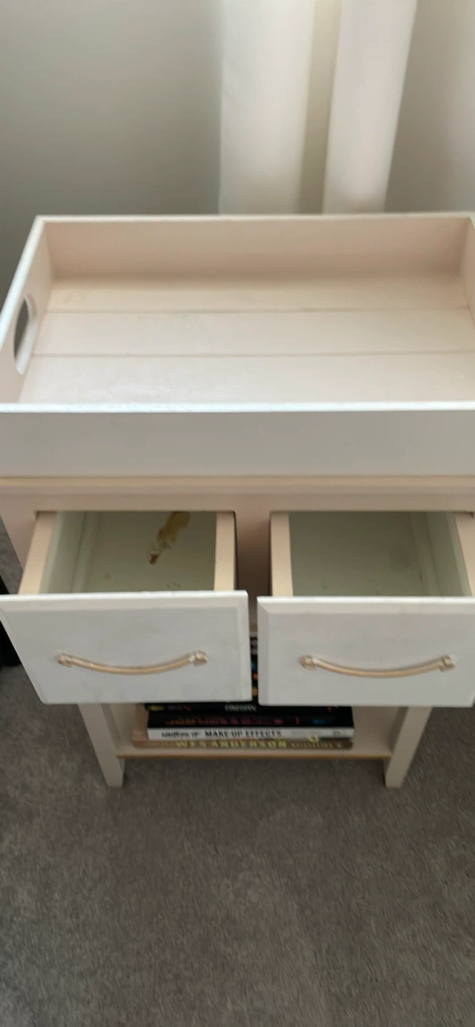 Pink and White Side Table with Drawers - photo 2