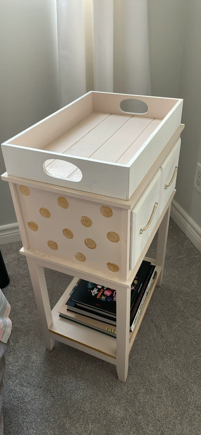 Pink and White Side Table with Drawers - photo 3