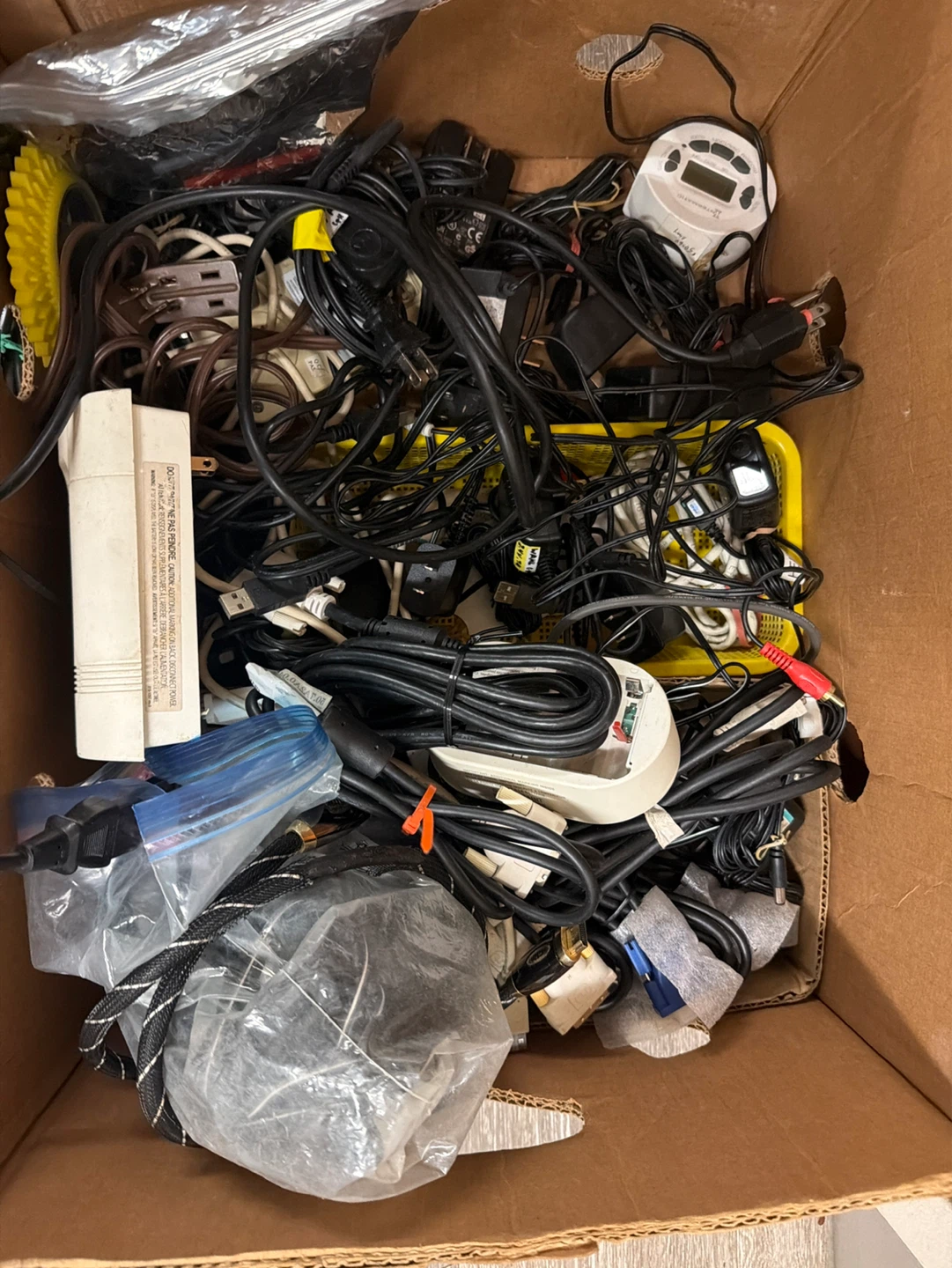 Assorted Power Cords and Adapters Box