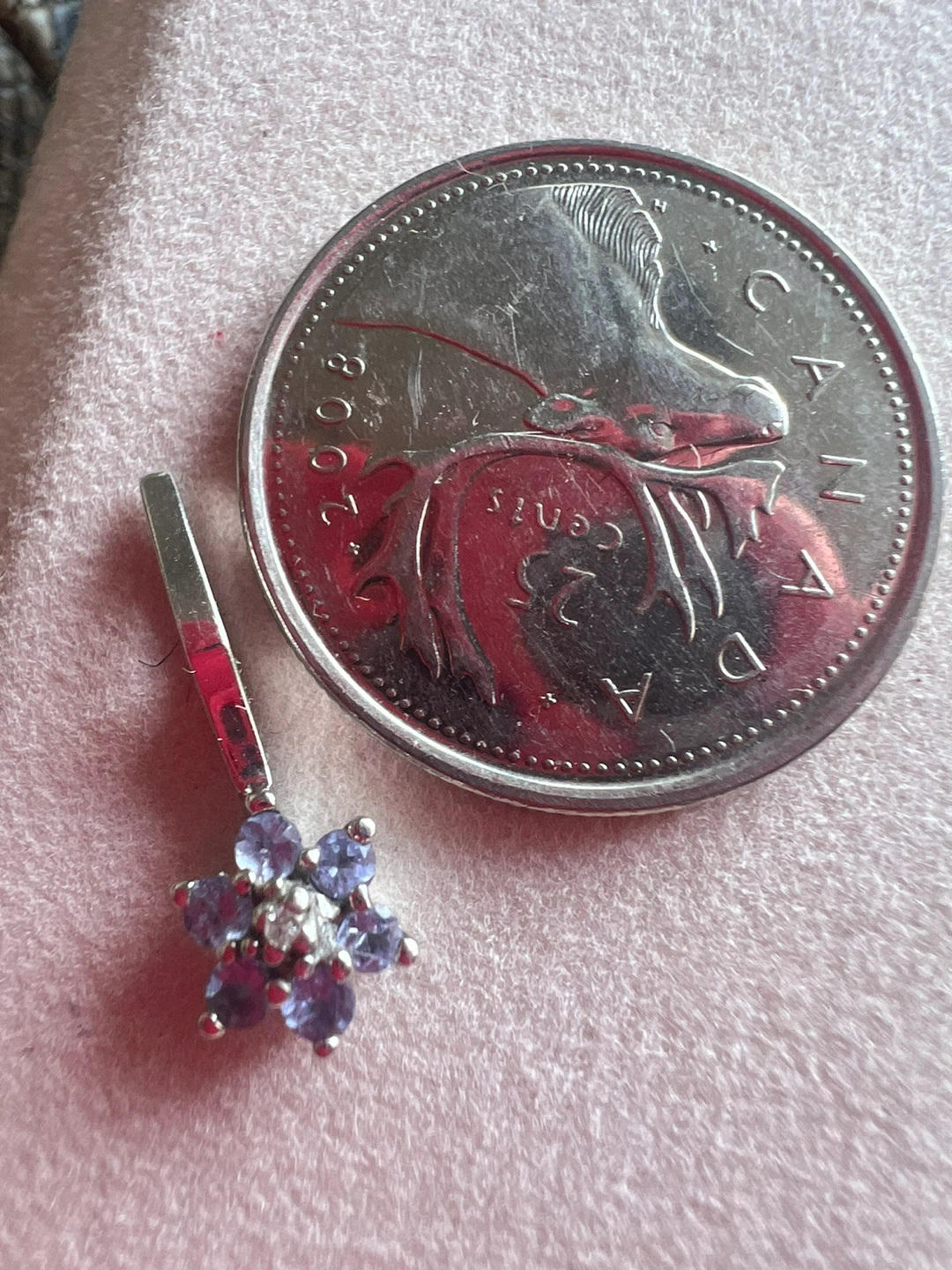 10K White Gold Tanzanite and Diamond Flower Pendant - photo 3