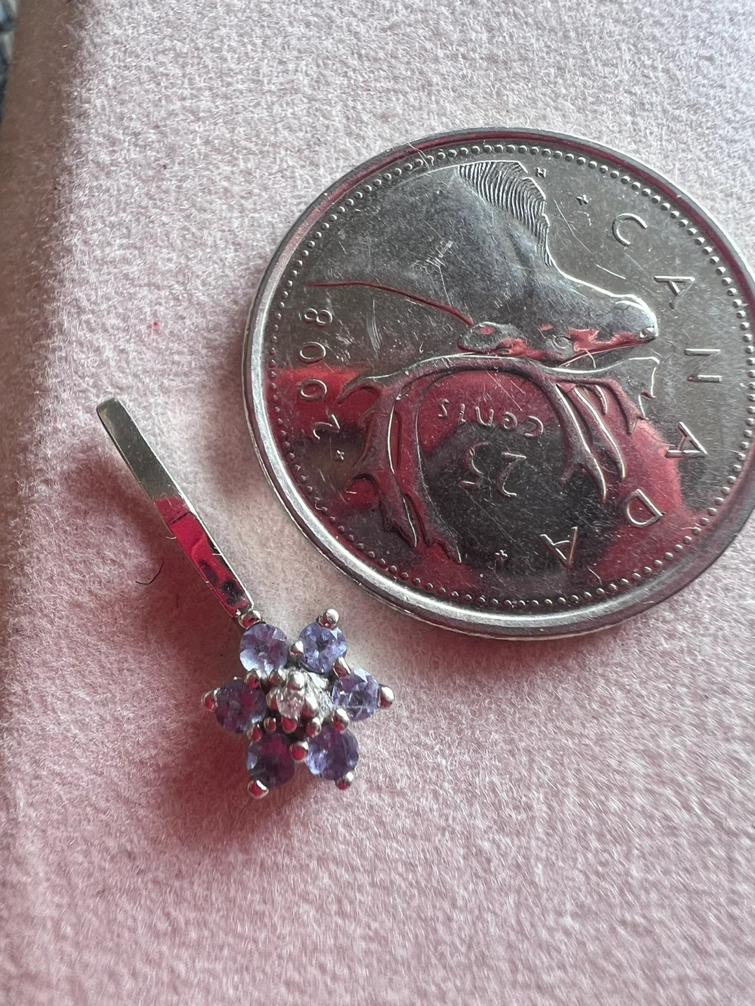 10K White Gold Tanzanite and Diamond Flower Pendant - photo 4