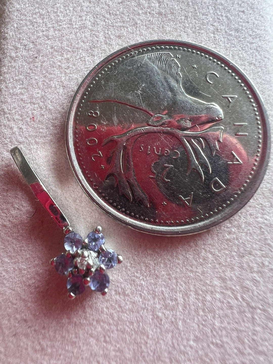 10K White Gold Tanzanite and Diamond Flower Pendant - photo 5