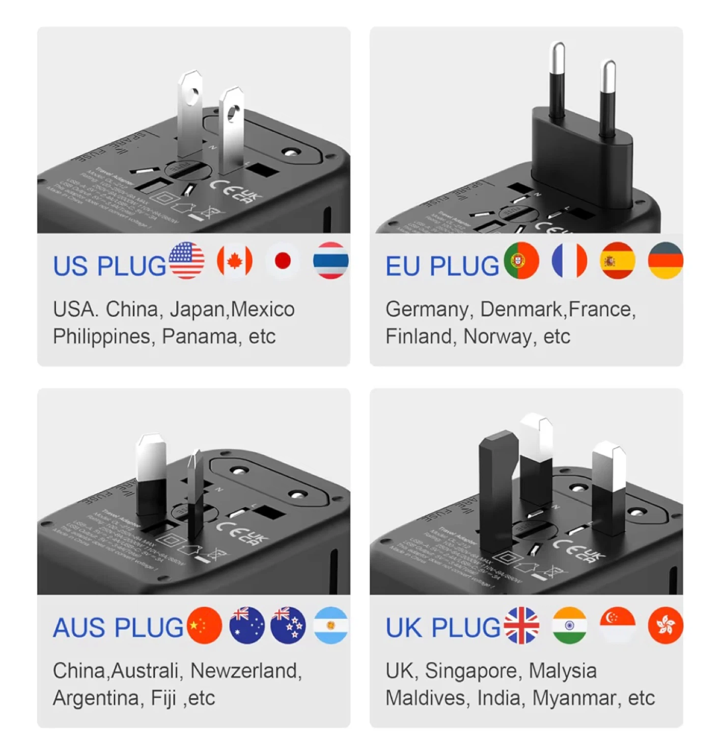 Universal Travel Adapter with 3 USB Ports and 1 Type-C - photo 2