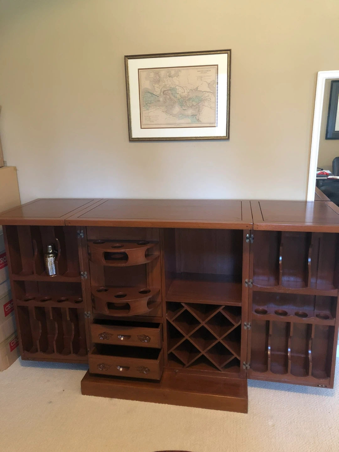 Solid Wood Bar Cabinet with Wine and Glass Storage - photo 3